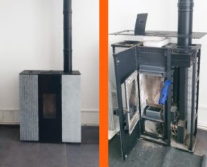Entretien complet avec ramonage d’un poêle à granulés CADEL modèle CRISTAL 8.5 kw