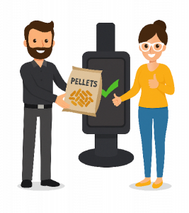 technicien-fumiste-flamatech-et-cliente-pellets-granulés