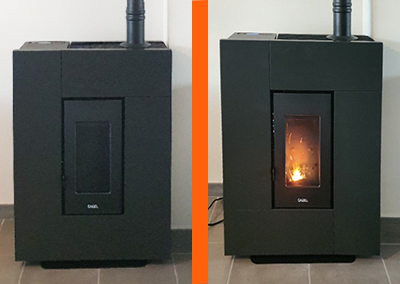 Installation d’un poêle à pellets CADEL GRACE 7 kW à Tignieu-Jameyzieu (38)