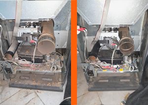 Photo moteur poêle granulés avant après nettoyage